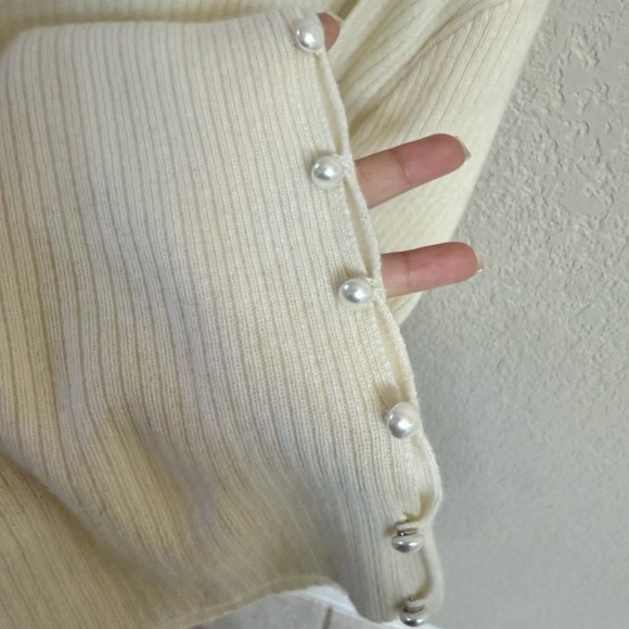 Reformation Emanuele Cashmere Novelty Button Sweater - Picture 9 of 10